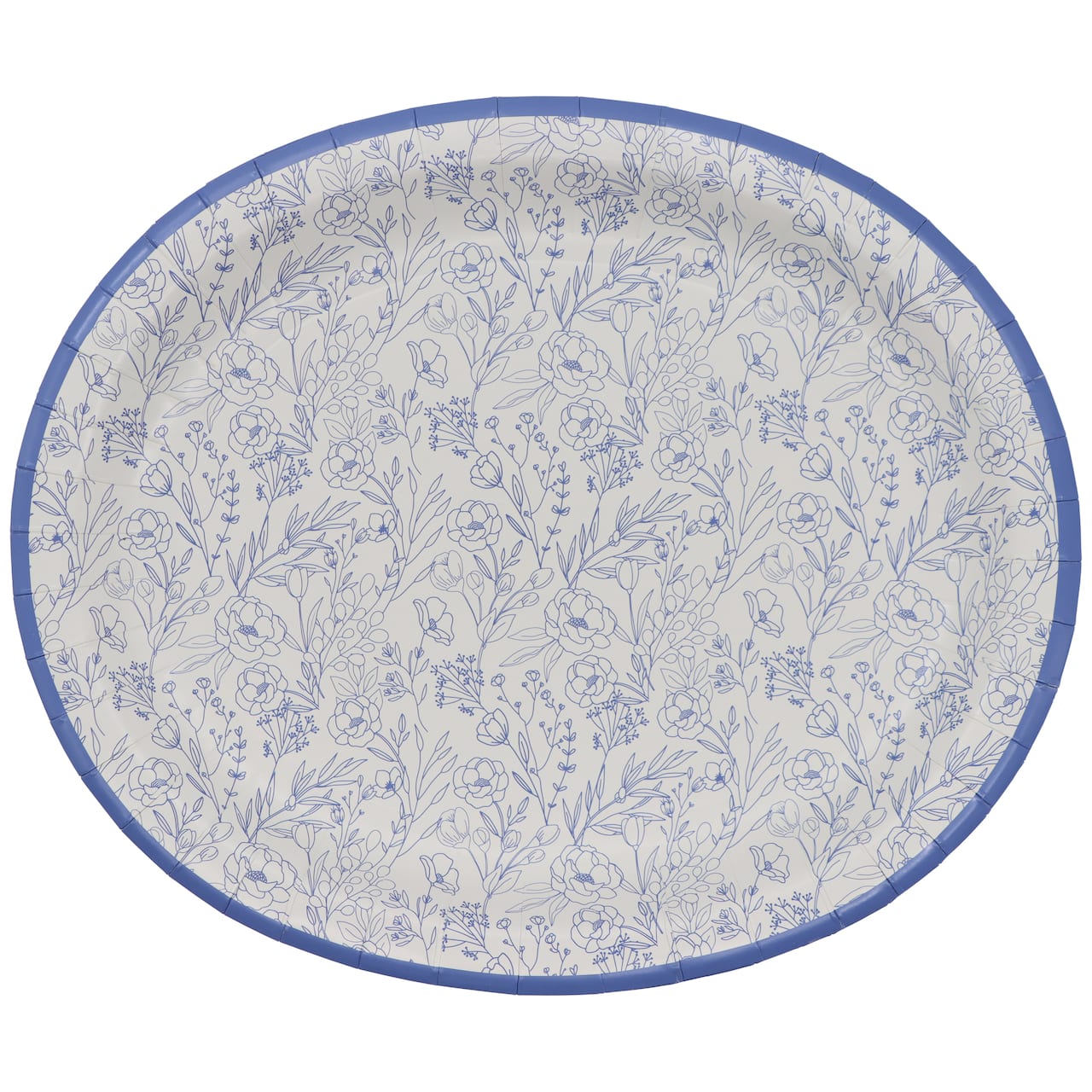 Next Chapter 12.25" Blue & White Floral Oval Paper Plates, 10ct. by Celebrate It™